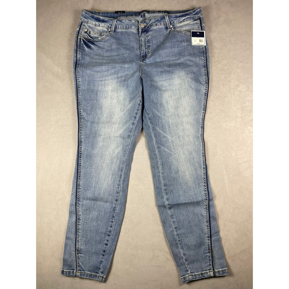 Kaari Blue Marija Skinny Curvy Jeans Light Wash Side Stripe Plus Size 18W NEW